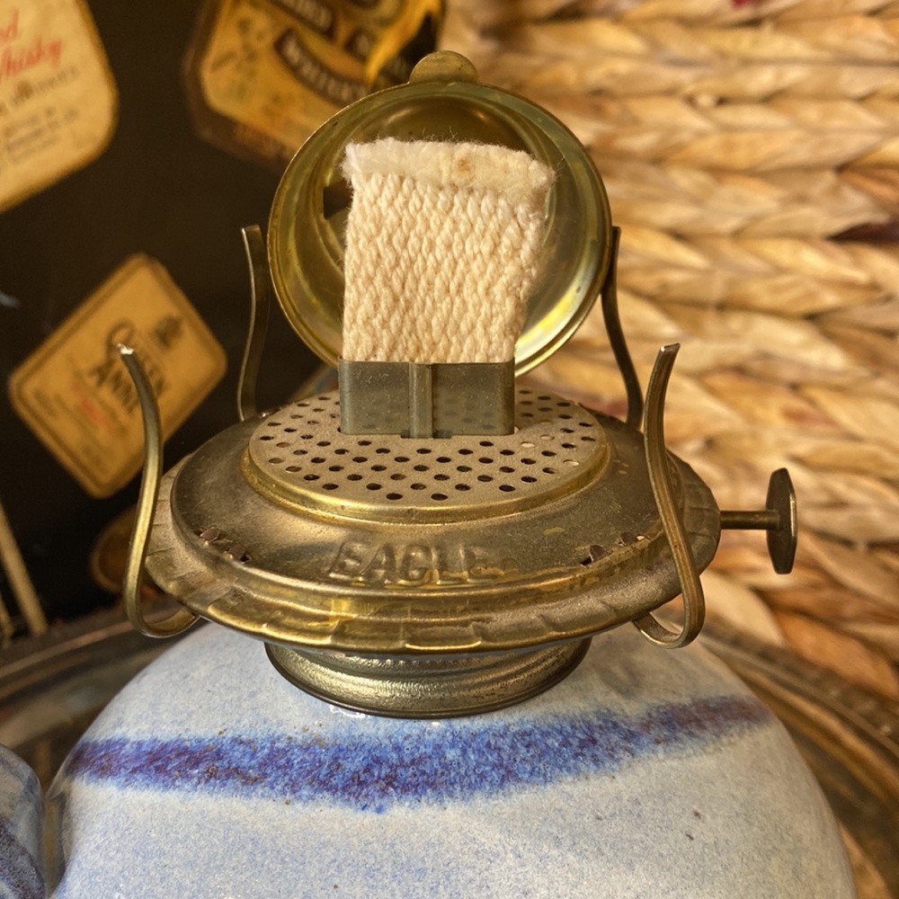 Vintage Ceramic Wick Oil Lamp Lantern - Picture 5 of 8